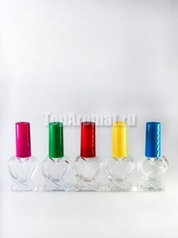 Сердечко, 10 мл., стекло + микс пластик микроспрей (желтый, красный, зеленый, синий, цикламен)